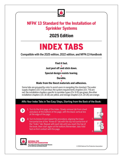 NFPA 13, Standard for the Installation of Sprinkler Systems Tabs 2025