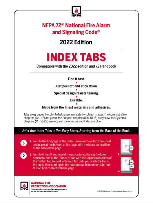 2022 NFPA 72 National Fire Alarm and Signaling Code - Adhesive Tabs