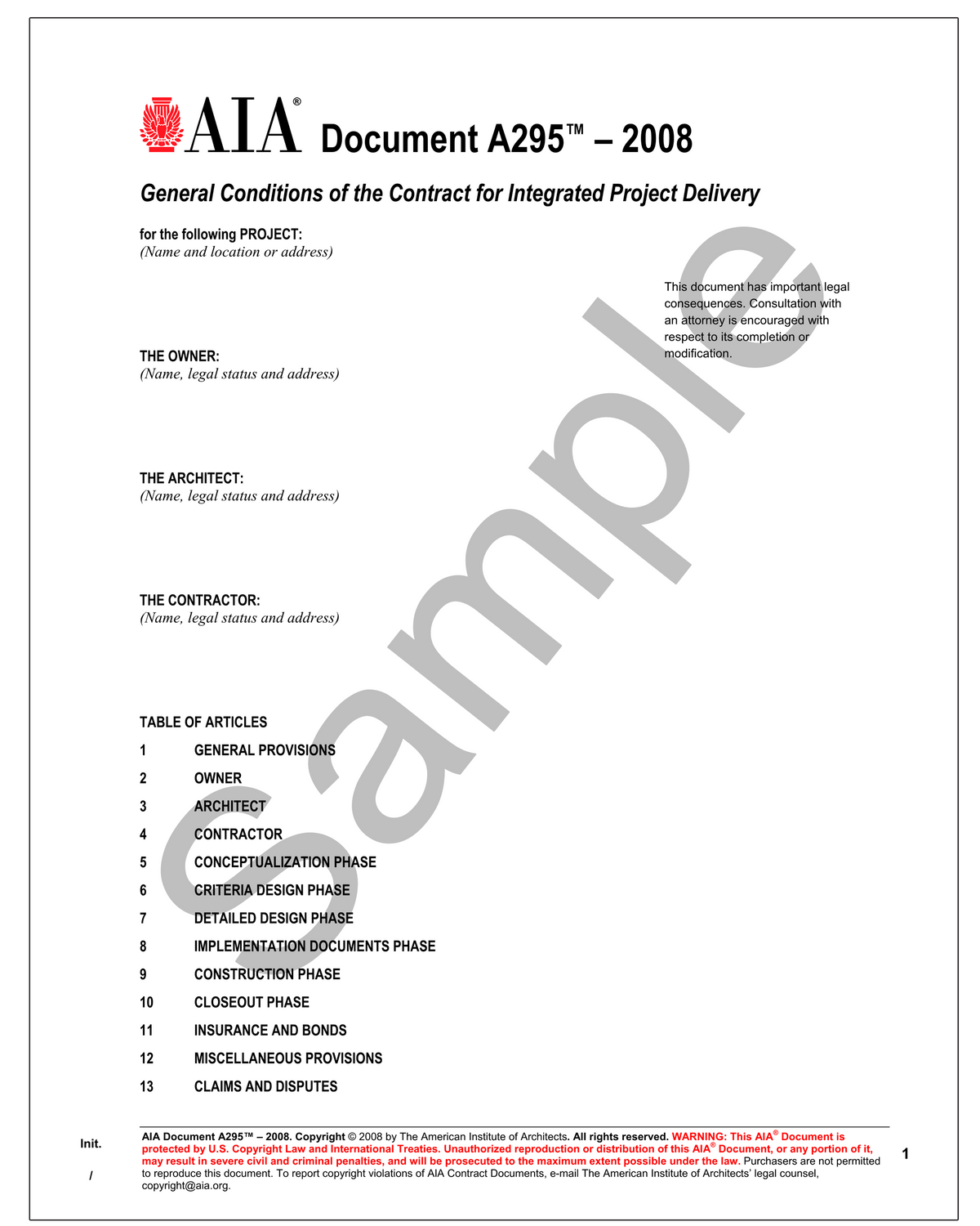 AIA Document A295™2008