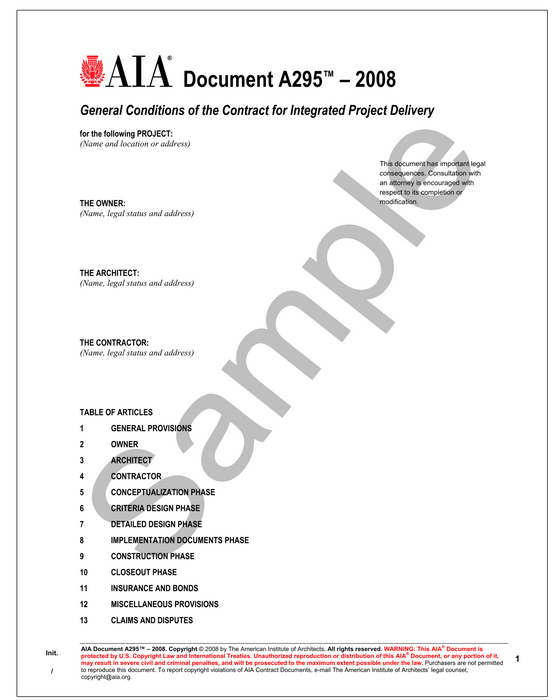 AIA Document A295™–2008