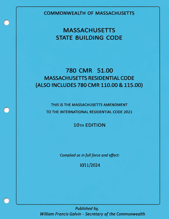 Massachusetts Residential Code Amendment 10th Edition