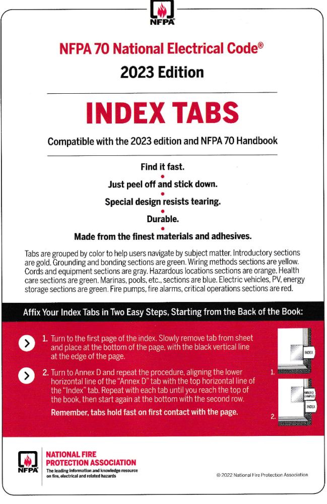 Electrical Code Tabs 2023 National Electrical Code Tabs — BNi Building News