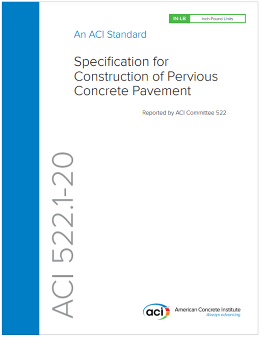 Specification for Construction of Pervious Concrete Pavement