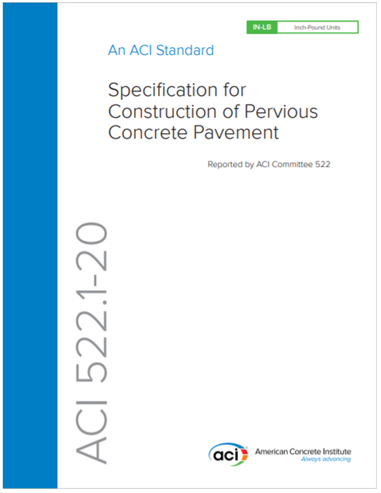 Specification for Construction of Pervious Concrete Pavement