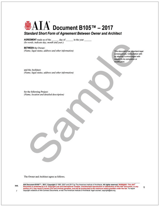 AIA Form B105-Standard Form of Agreement Between Owner and Architect