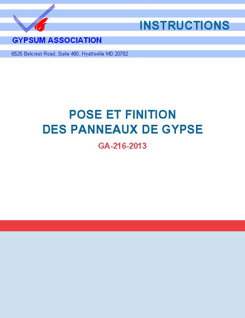 GA-216-2013: Pose et Finition de Panneau de Gypse